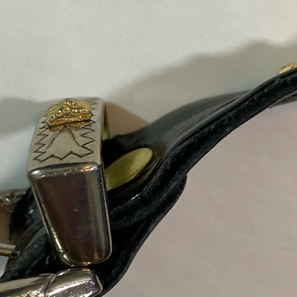 Japanese Y2K Punk Crystal Studded Black and Gold Belt Unisex One Size